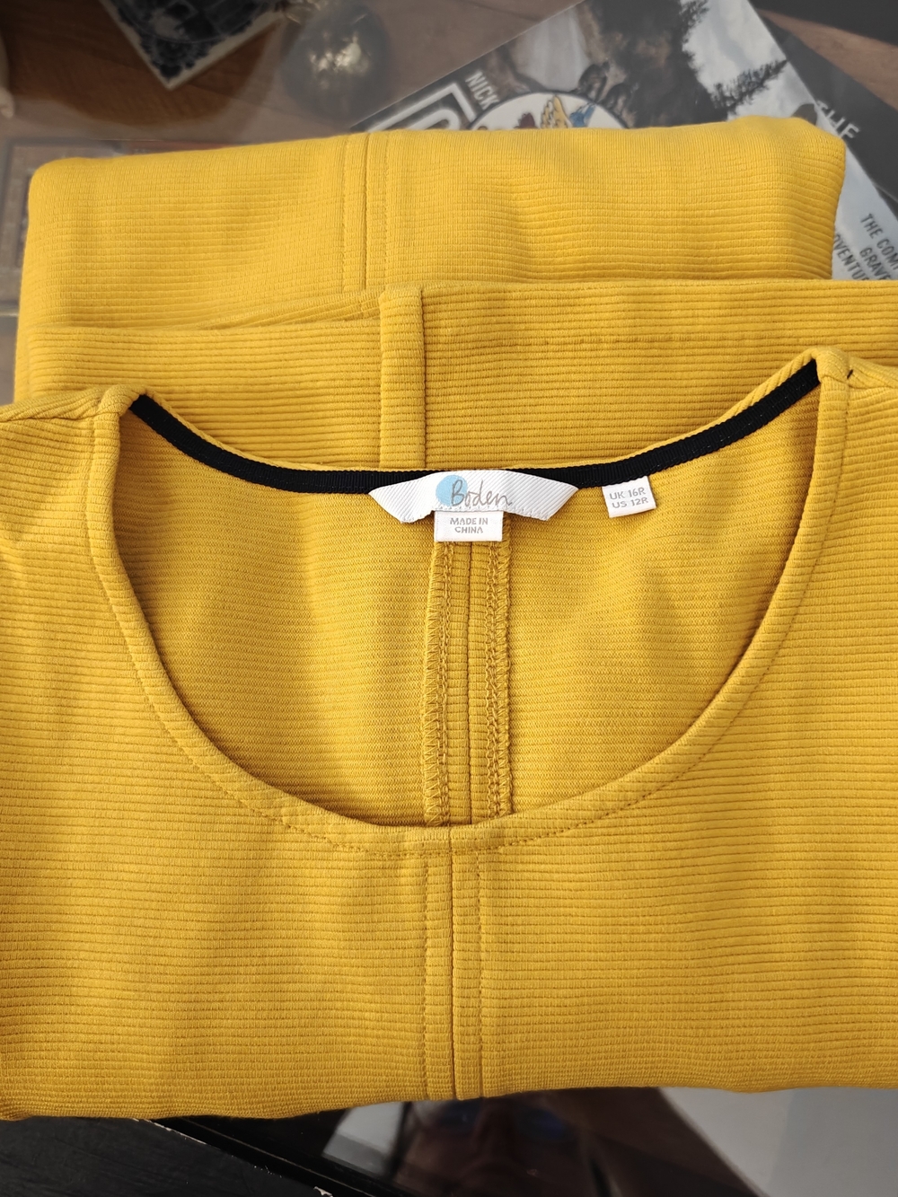 Boden Bronte Ottoman Mustard Yellow Sheath Dress with 3/4 Sleeves - Picture 2 of 3